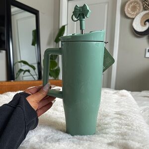 40oz Bow Print Insulated Tumbler w/ Bow Straw Topper Aesthetic Travel Cup